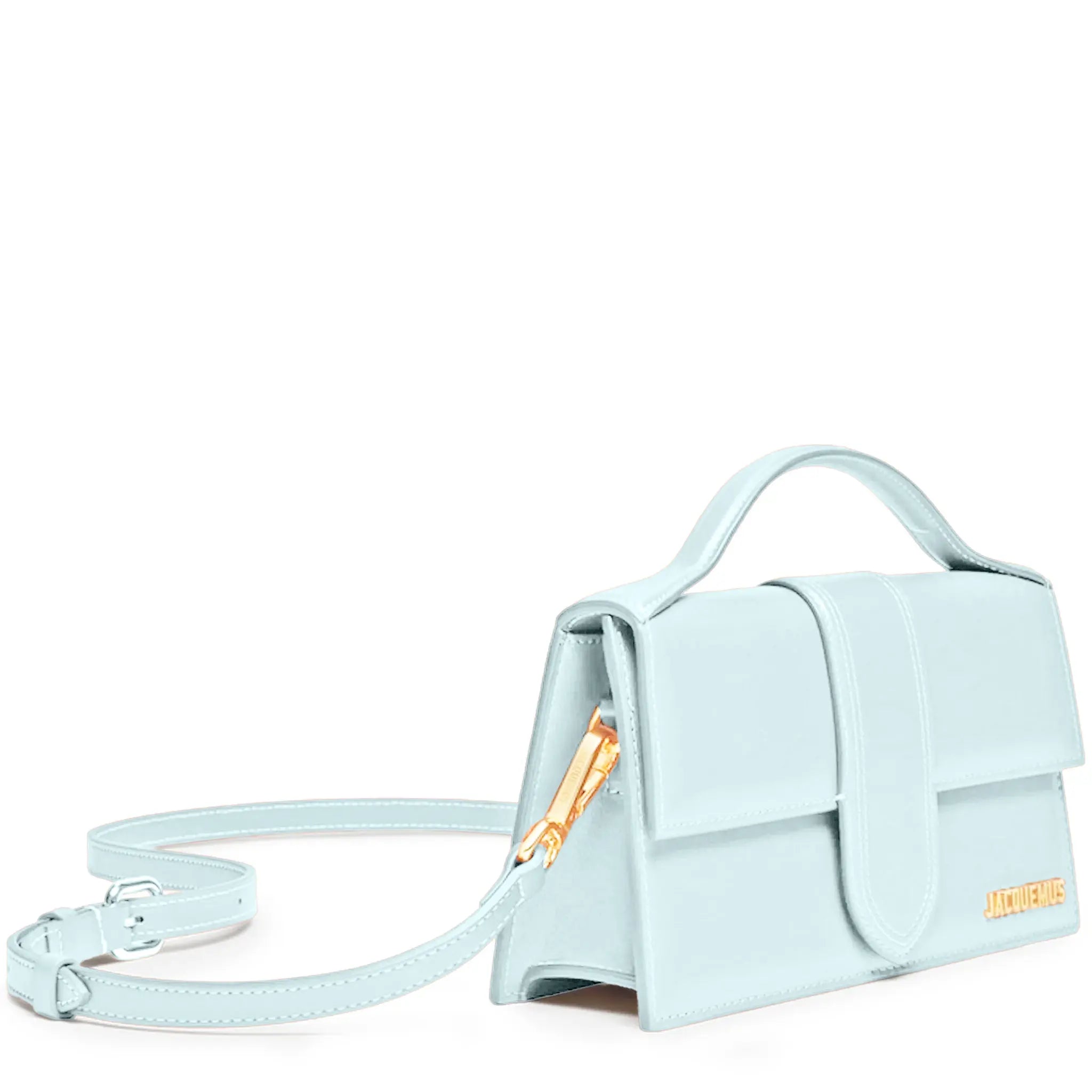 Front View of Jacquemus Large Bambino Baby Blue Crossbody Bag 213BA007-3100-560